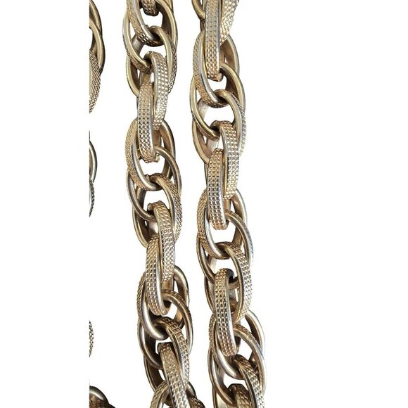 Vintage Donald Stannard RARE Gold-Toned 36"L Necklace 150.1g With Textured Links - Picture 8 of 8